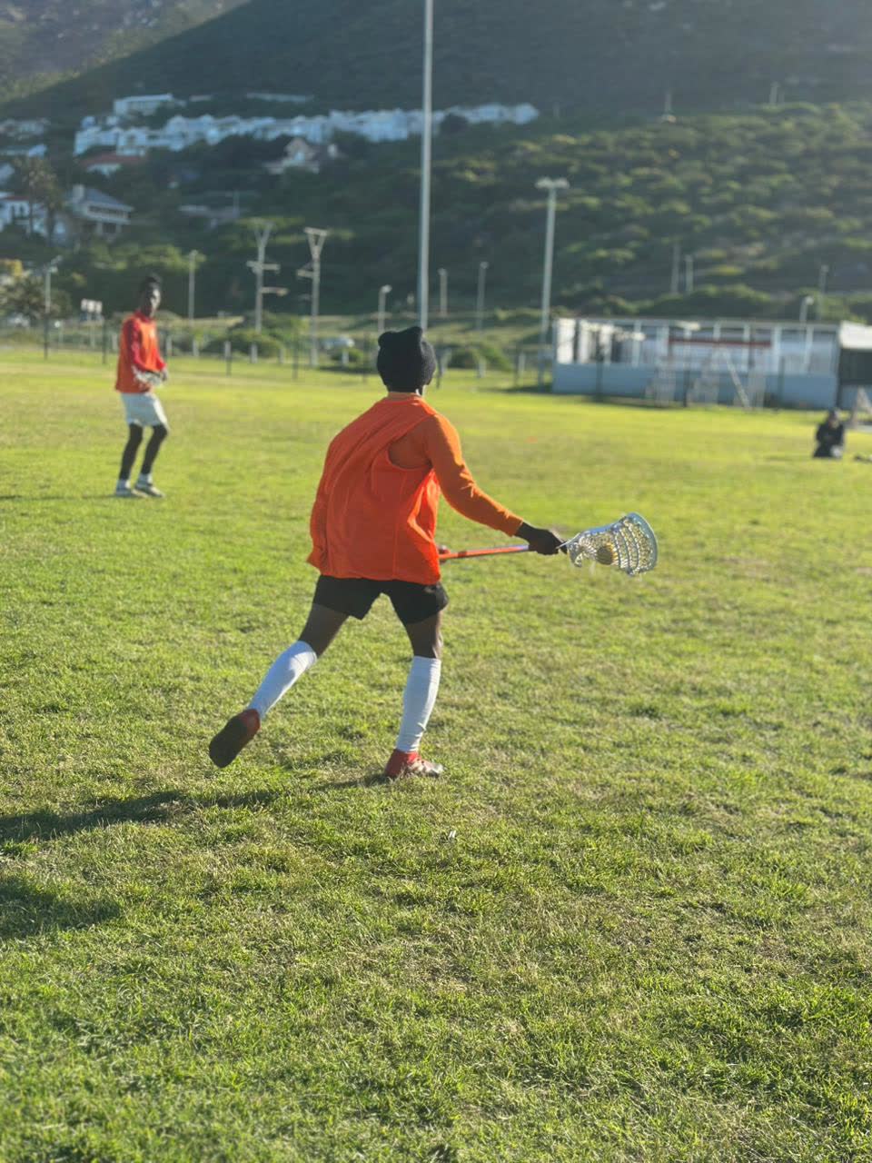 A player shooting during a drill in Muizenberg